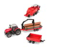 Miniatyrbillede 1 af 4: Massey Ferguson 8740s Jordbrukstraktor med 3 Släpvagnstillbehör 10 cm
