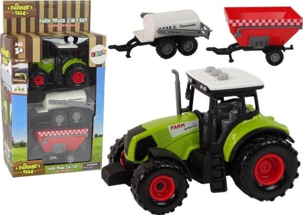 Lean Toys Bondetraktorsett med 2 tilhengere