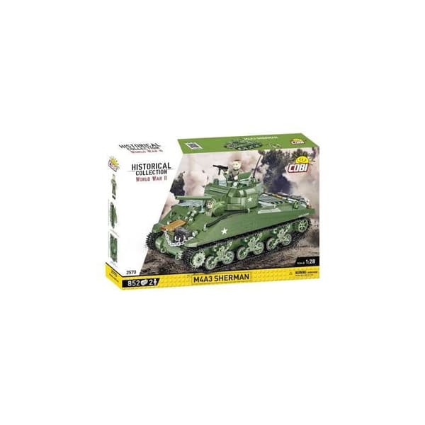 Modellsats - COBI - 2570 - M4A3 SHERMAN - Grön färg - För barn från 6 år - Inredning