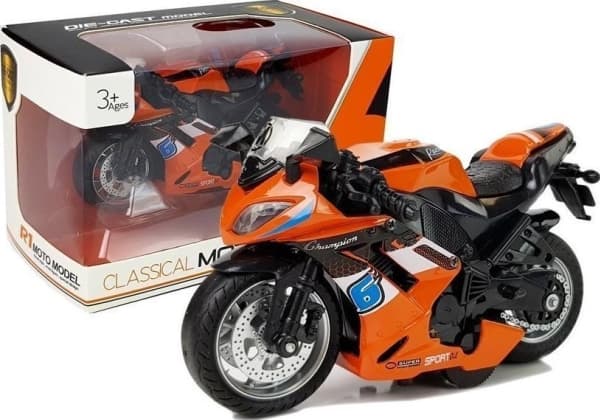LeanToys Motorcykel med drag 1:14 Orange