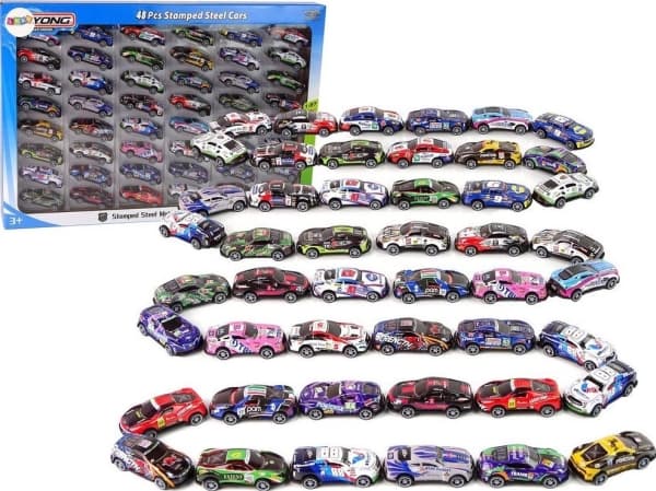 LeanToys Set Urheiluautot Metalliresorit Eri värejä 48 kpl.