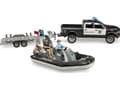 Miniatyrbild 2 av 5: Bruder Dodge Ram 2500 Police pickup truck, trailer, boat, 2 figures and L&S toy