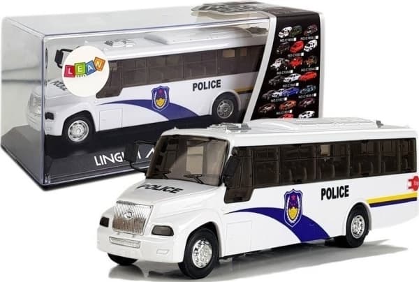LeanToys Politibuss Politibuss Hvit med Spenningslyd