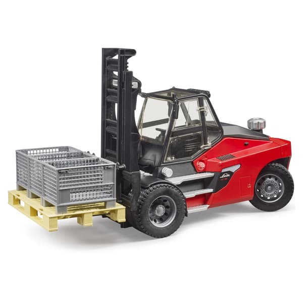 Bruder Linde HT160 Gaffeltruck med palle og 3 pallebure