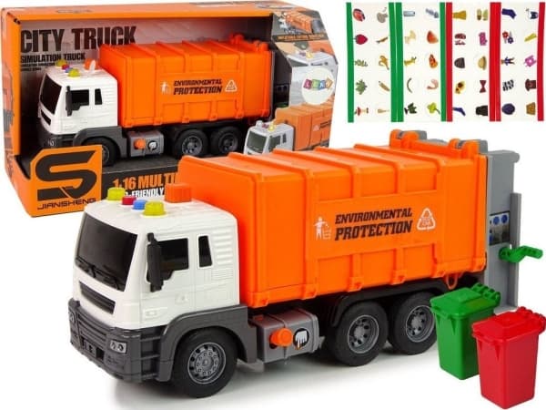 LeanToys Roska-auto, jossa kitkavetoa Äänitehosteet Oranssi 1:16 erottelu erottelu