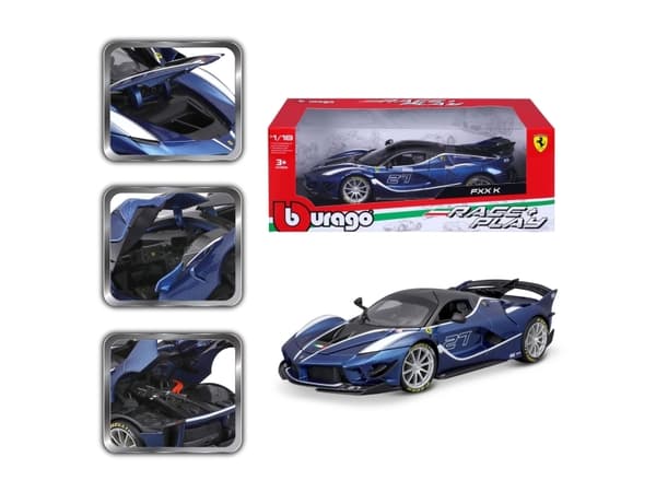 Bburago Ferrari R&amp;P FXX-K EVO, sininen #27 1:18 pienoismalliauto 1:18