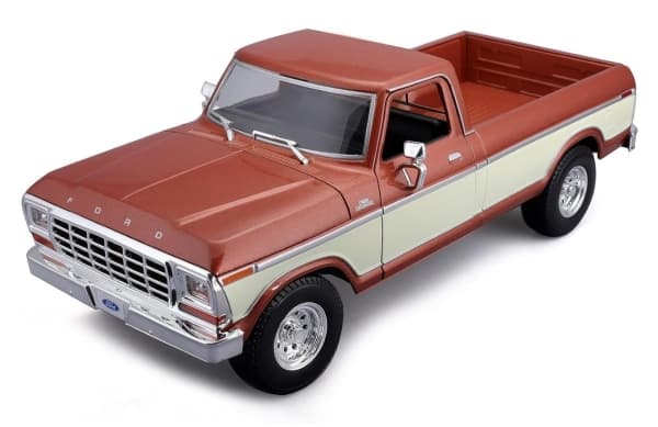 Maisto 31462-BZ, Pickup-modell, Montert på forhånd, 1:18, 1979 Ford F-150 Pick-up, Alle kjønn, Bronse, Hvit