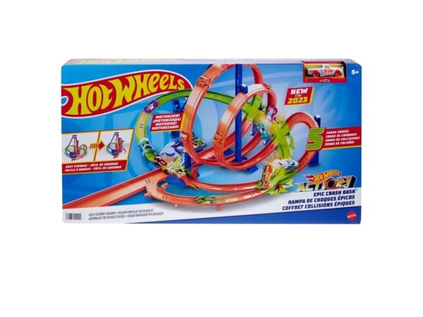 Hot Wheels Action Epic Crash Dash, Kjøretøy og banesett, 5 år, D, Plast, Flerfarget