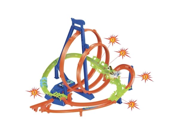 Hot Wheels Action Epic Crash Dash, Kjøretøy og banesett, 5 år, D, Plast, Flerfarget