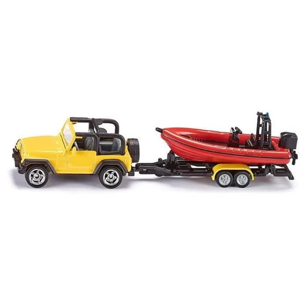 SIKU - Jeep med båt 1/64:e - Miniatyrfordon - Blandat - Gul - 82g