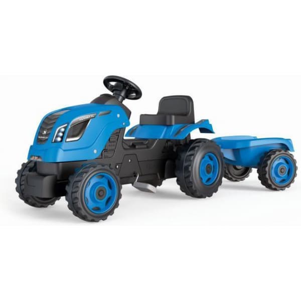 Smoby Farmer XL -sininen traktori ja peräkärry