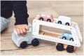 Pikkukuva 6 / 9: Mamabrum Puinen pakettiauto 4 ajoneuvolla, kuorma-auto 4 puuautolla, leluautot lapsille 3 vuotta, kuorma-auto perävaunulla: 13/8,5/33 cm