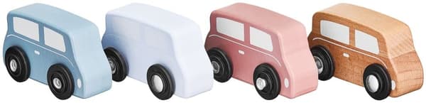 Mamabrum Puinen pakettiauto 4 ajoneuvolla, kuorma-auto 4 puuautolla, leluautot lapsille 3 vuotta, kuorma-auto perävaunulla: 13/8,5/33 cm