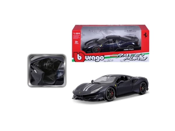 BBURAGO Ferrari 488 Pista 1:24 blau, Sportsbil, Montert på forhånd, 1:24, Ferrari 488 Pista, Alle kjønn, Metall, Plast