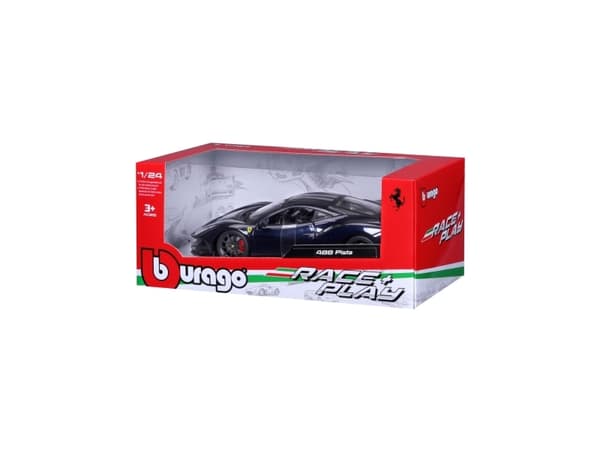BBURAGO Ferrari 488 Pista 1:24 blau, Sportsbil, Montert på forhånd, 1:24, Ferrari 488 Pista, Alle kjønn, Metall, Plast