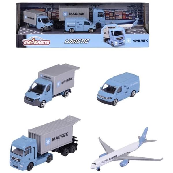 Leksak - MAJORETTE - Paket med 4 MAERSK-bitar - Olika färger - Från 3 år