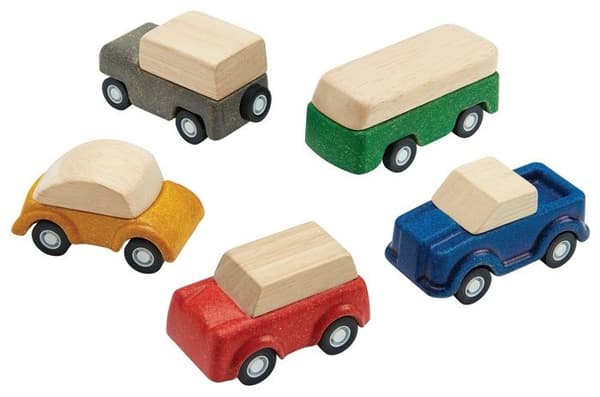 Planworld träbilset - PlanToys - 5 olika fordon - från 3 år