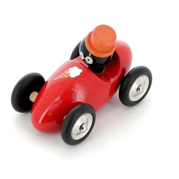 Boizoos träbil - VILAC - René pingvinen - Röd - L 16 x B 10 x H 11 cm