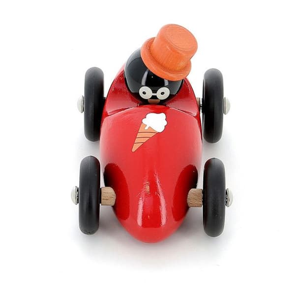 Boizoos träbil - VILAC - René pingvinen - Röd - L 16 x B 10 x H 11 cm