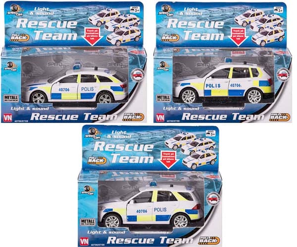 Cars Bilar Bil Police - Polisbil 12cm C Light & Sounds