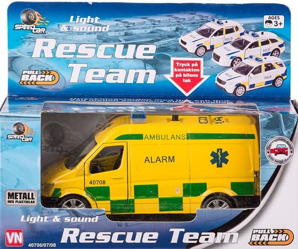 Leksaker 40708 Cars Bilar Gul Ambulans Van Light & Sounds 12cm