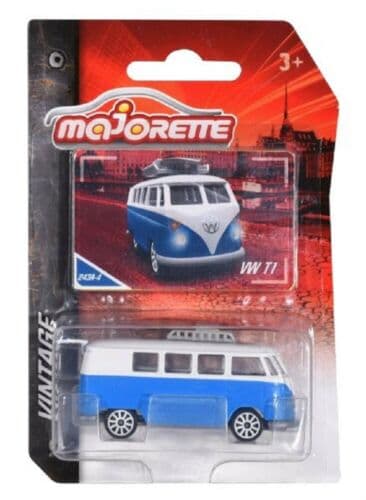 Majorette Cars bilar metall Vintage 8cm VW T1 Volkswagen Buss Blå
