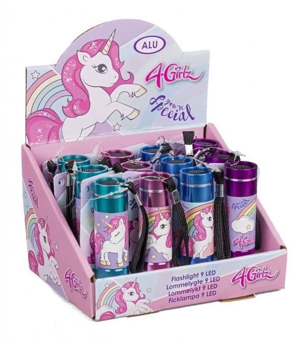 VN 4Girls UNICORN Alu Ficklampa Flashlight LED 9cm 4.Turkos