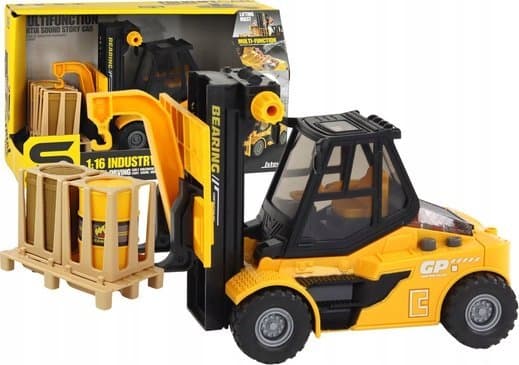 LeanToys Forklift 1:16 Bevegelige gafler Lyder Lyser Gult