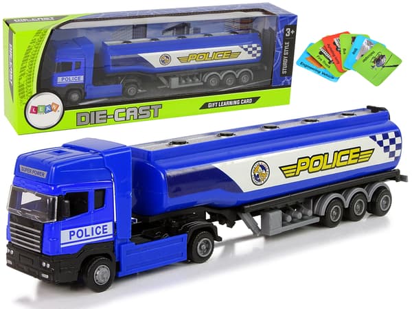 Sininen poliisin säiliöauto 30 cm pituus
