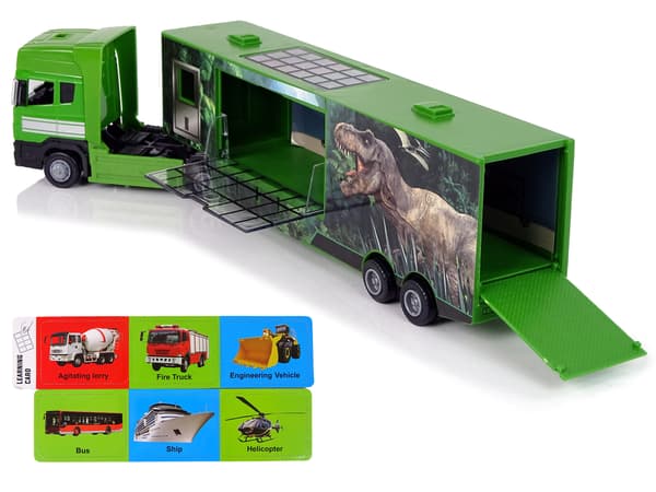 Stor lastbilstransportör för transport av dinosaurier Bilmetall