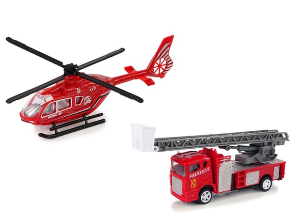 Leksaksbilar Set Brandkårens stege Spänningshelikopter