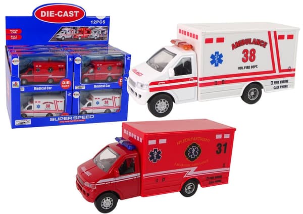 Bil udrykningskøretøj Ambulance Friction Drive 2 farver