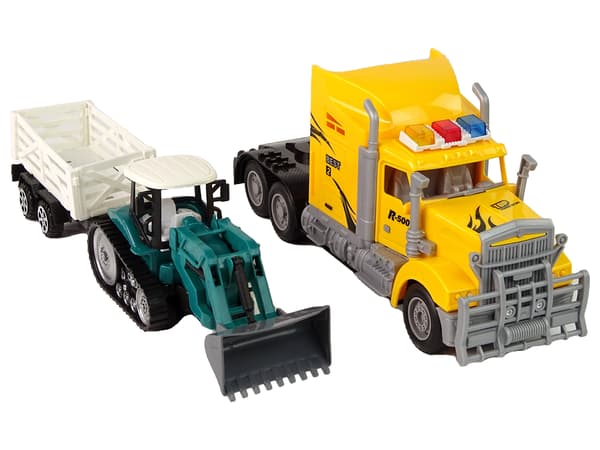 Lastbil Med Trækvogn Fjernstyret R/C Maskine Med Trailer Gul