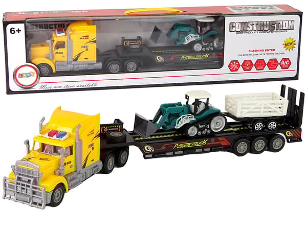 Lastbil Med Trækvogn Fjernstyret R/C Maskine Med Trailer Gul