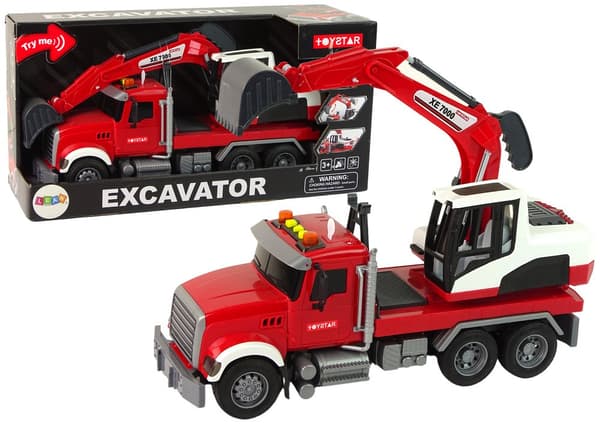 Lastbil med grävmaskin Traktor Grävmaskin ljudljus