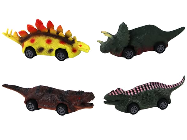 Uppsättning av fjädrar, dinosaurier, färgglada bilar, 8 delar