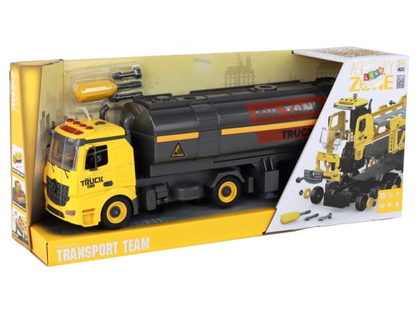 DIY tankbil til montering og adskillelse af gule lyslyd
