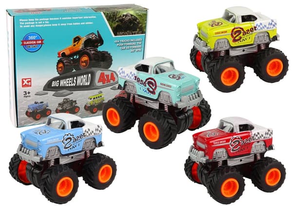 Bil 4x4 klassisk model på store hjul 4 farver