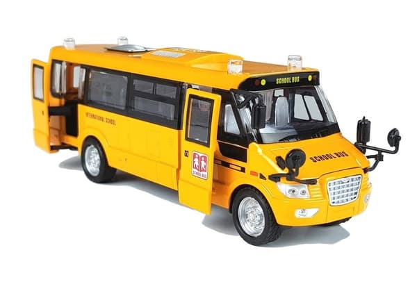 Metall skolbuss med spänd motor