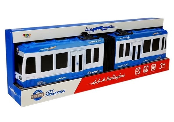 Blå ledbuss med friktionsdrift