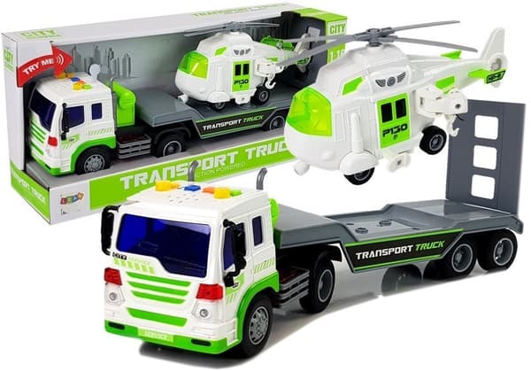 Batteridrevet biltransporter 1:16 med helikopter