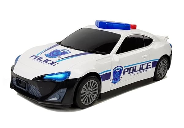 Poliisiautojen säilytyslaatikko Autotalli 2in1 Policeman Small Cars Sound Lights