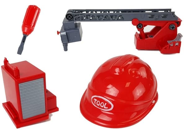 DIY Kit Firetruck 2-i-1 utbytbara uttag Skruvmejsel Ljudljuseffekter Hjälm