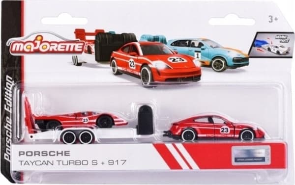 Majorette Porsche ajoneuvo perävaunulla, 3 tyyppiä mix