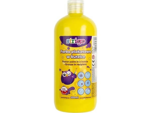 Strigo STRIGO plakatmaling på flaske, 500 ml gul