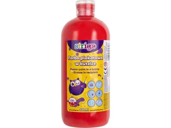 Strigo posterfärg i flaska, 500 ml röd