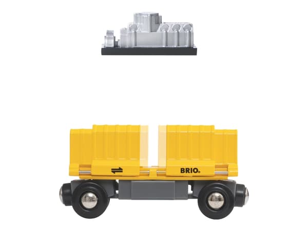 BRIO World - Three-Wagon Cargo Train - gul, oransje, lys grønn