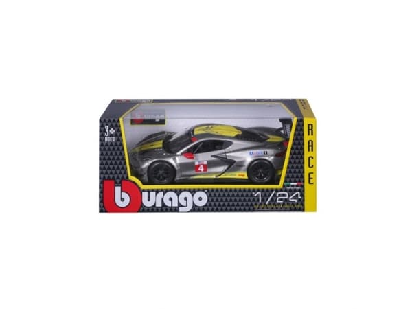 BBURAGO Chevrolet Corvette C8R, Superbil, Montert på forhånd, 1:24, Chevrolet Corvette C8R #4, Alle kjønn, Metall, Plast