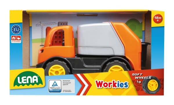 Lena roska-auto laatikossa Workies