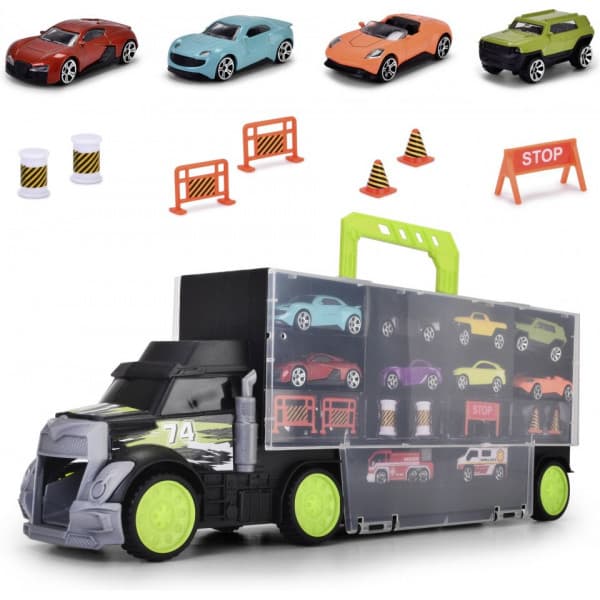 Dickie Toys -biltransport och 4 småbilar